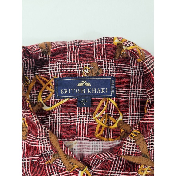 British Khaki size 6 women career casual Western Button up rayon maroon ^ - Picture 4 of 6